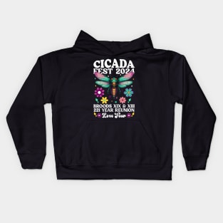 Cicada Fest 2024 Broods XIX & XIII Entomology Cicada Lover Kids Hoodie